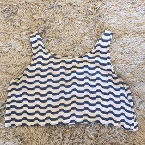 White/blue striped crop top